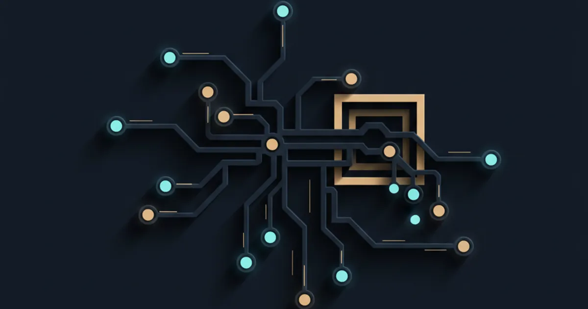 nodes passing glowing task tokens along branching paths