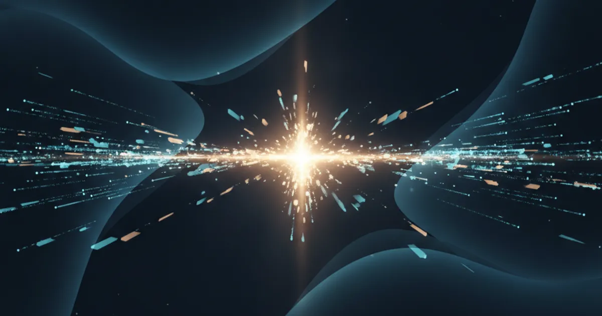 data streams converging into a single bright signal