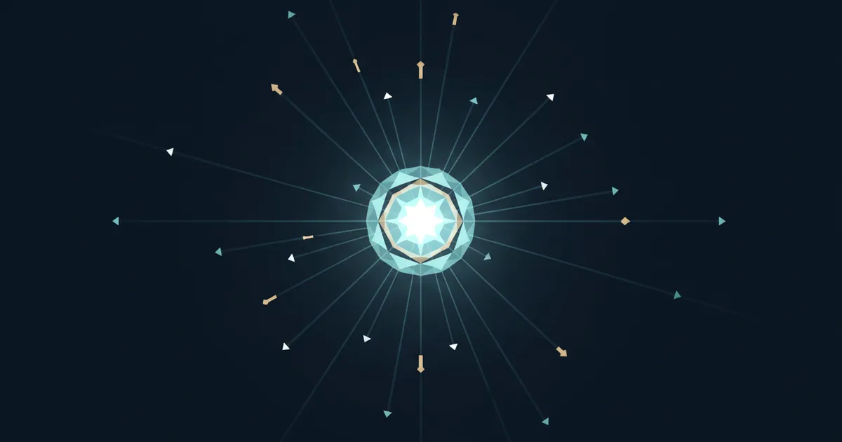 data streams converging into a single bright signal