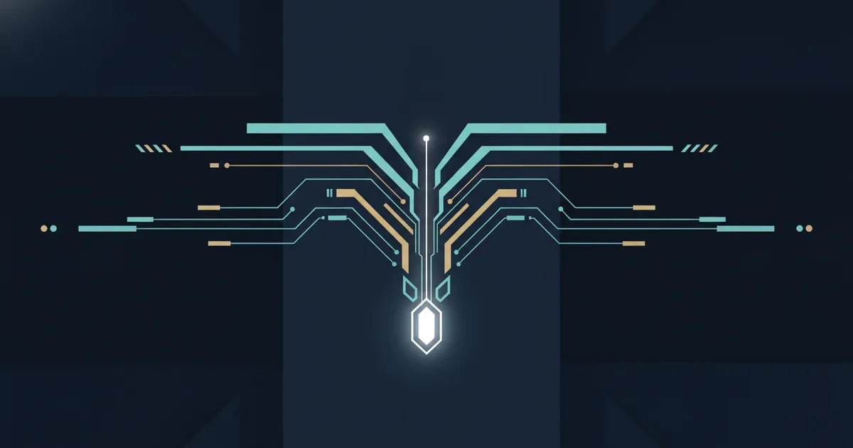 data streams converging into a single bright signal