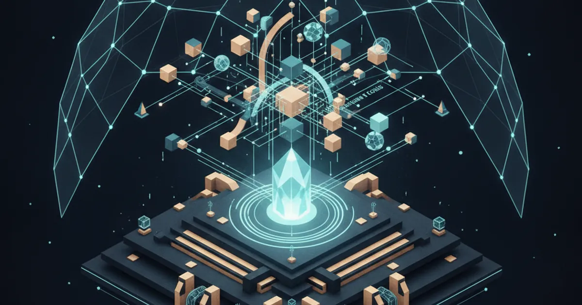 data streams converging into a single bright signal