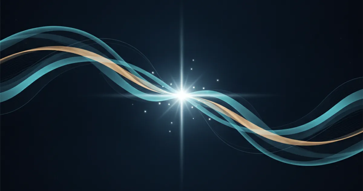 data streams converging into a single bright signal