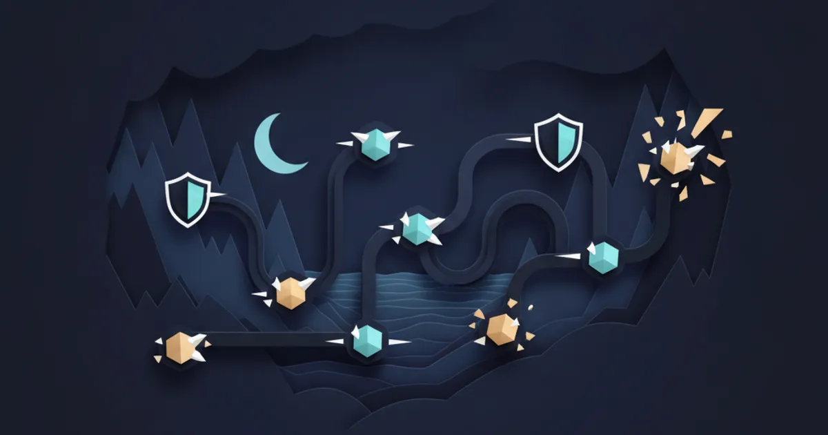 nodes passing glowing task tokens along branching paths