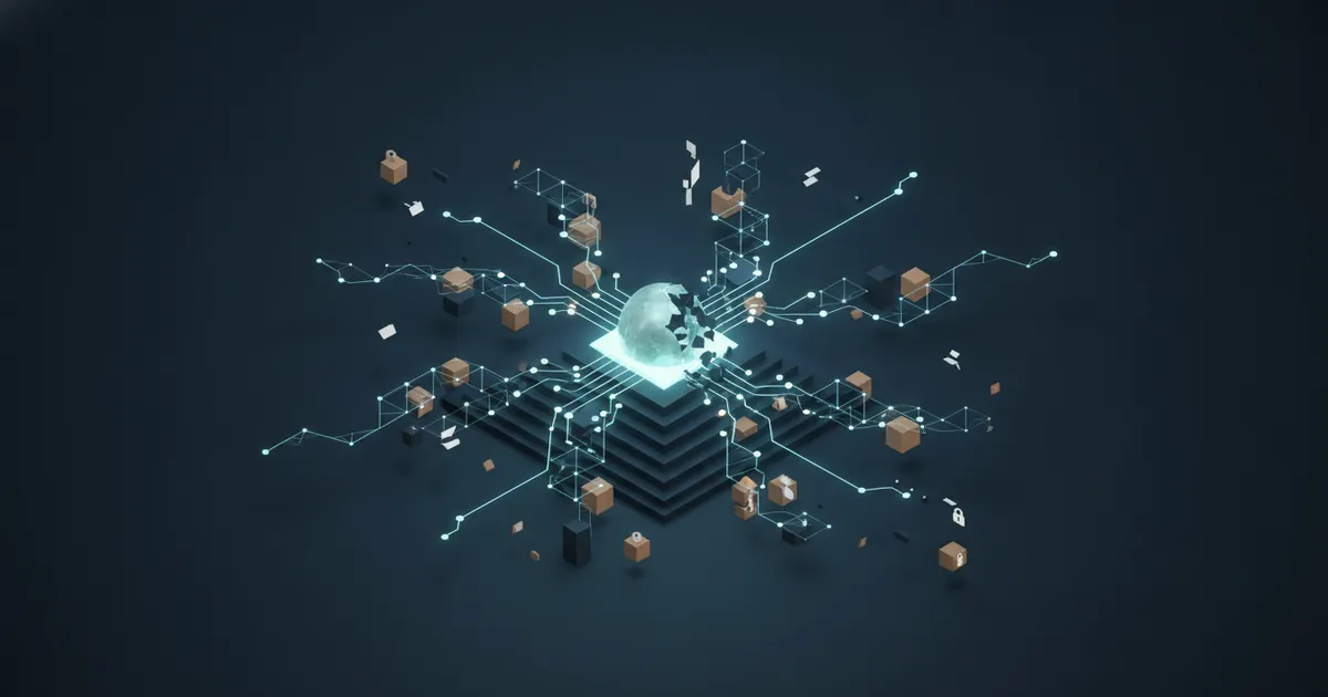 a lattice of neural pathways radiating from a bright core