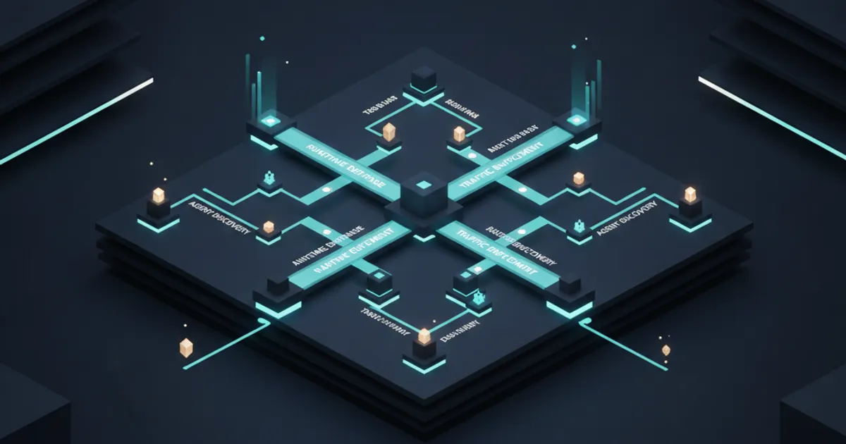 nodes passing glowing task tokens along branching paths