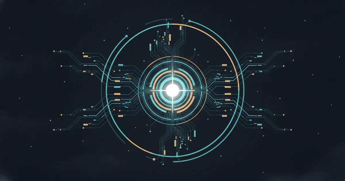 data streams converging into a single bright signal