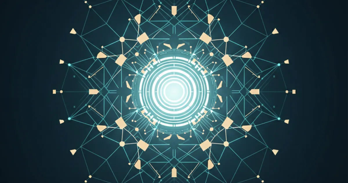 a lattice of neural pathways radiating from a bright core
