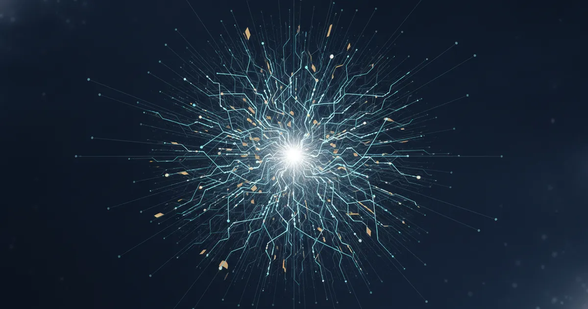a lattice of neural pathways radiating from a bright core