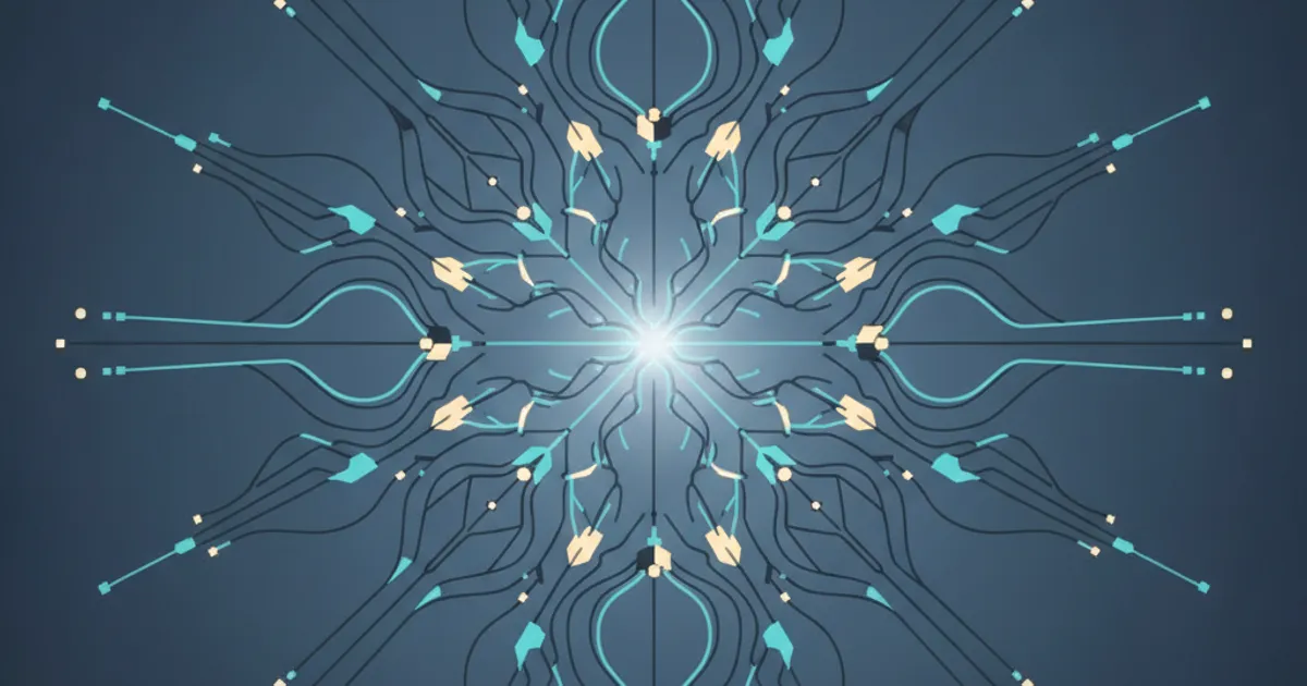 a lattice of neural pathways radiating from a bright core