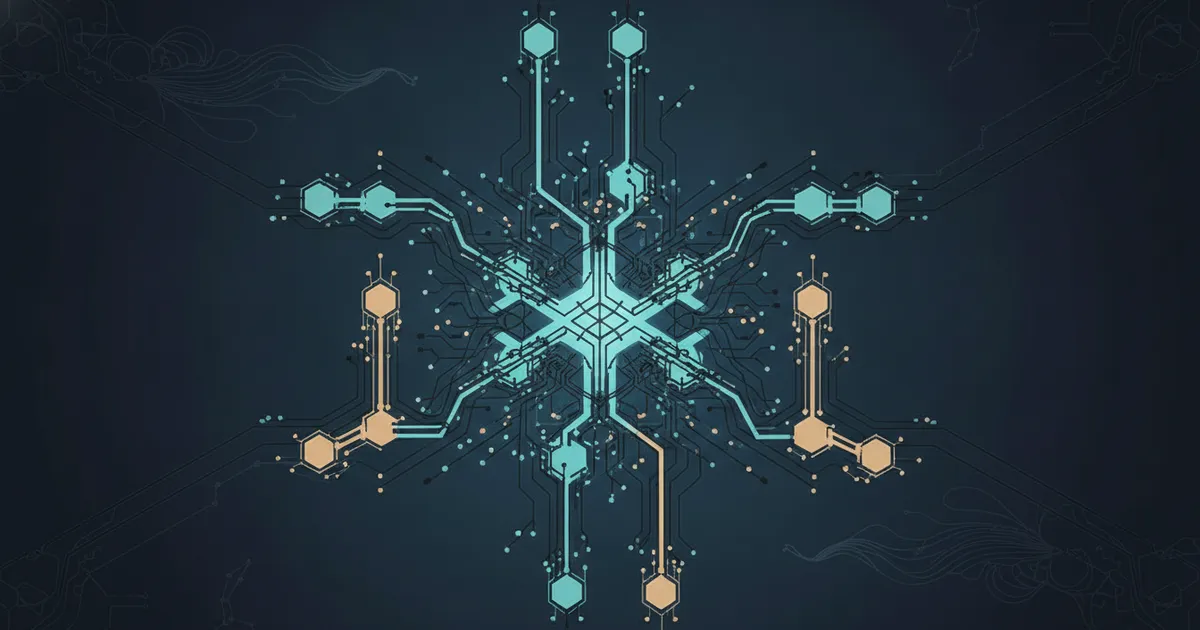 a lattice of neural pathways radiating from a bright core