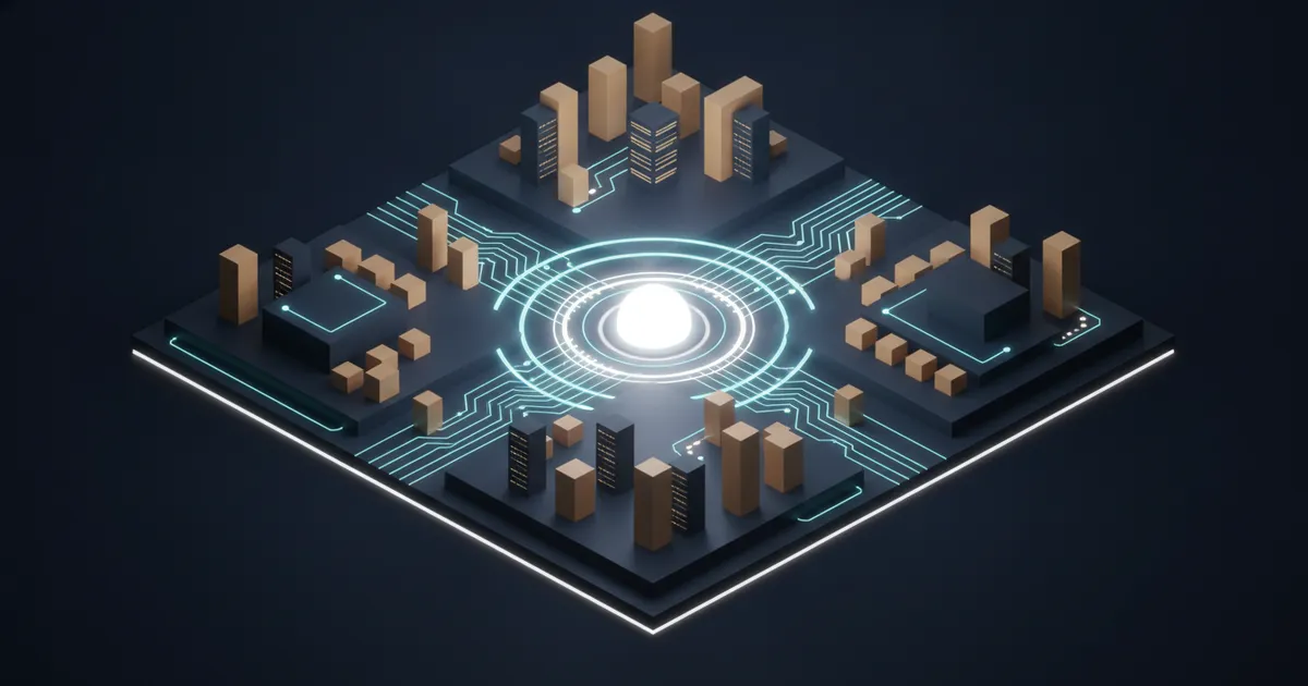 data streams converging into a single bright signal